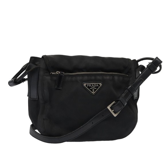 PRADA Shoulder Bag Nylon Black Auth bs16115 - Picture 1 of 16